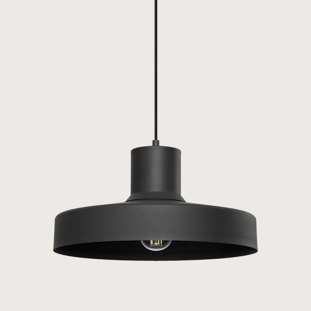 Suspension rétro en acier ø 35 cm, coloris noir