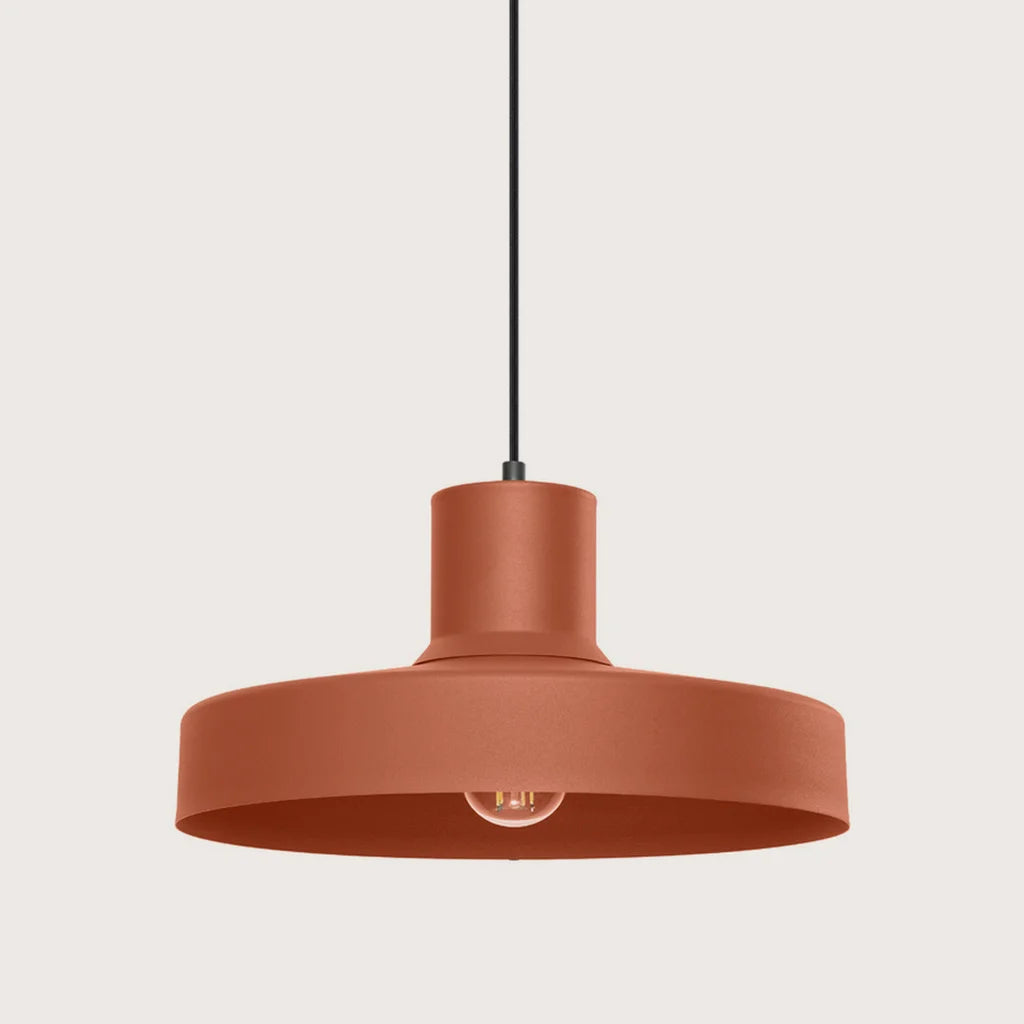 Suspension rétro en acier ø 35 cm, coloris ocre rouge