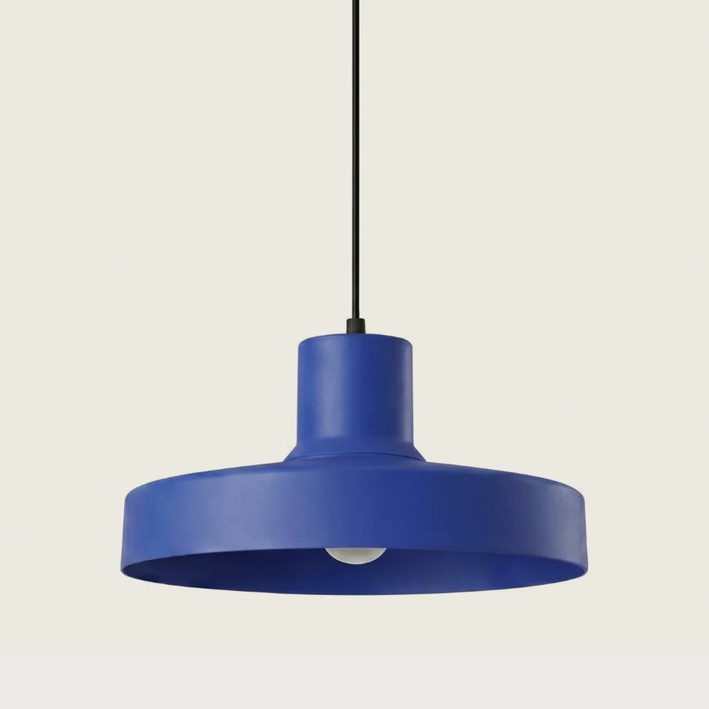 Suspension rétro en acier ø 35 cm, coloris outremer