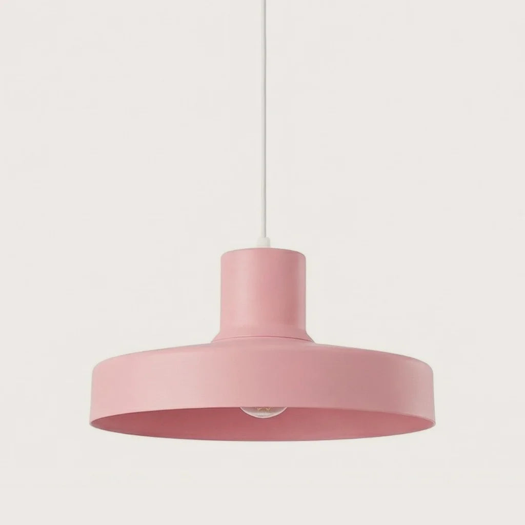Suspension rétro en acier ø 35 cm, coloris rose