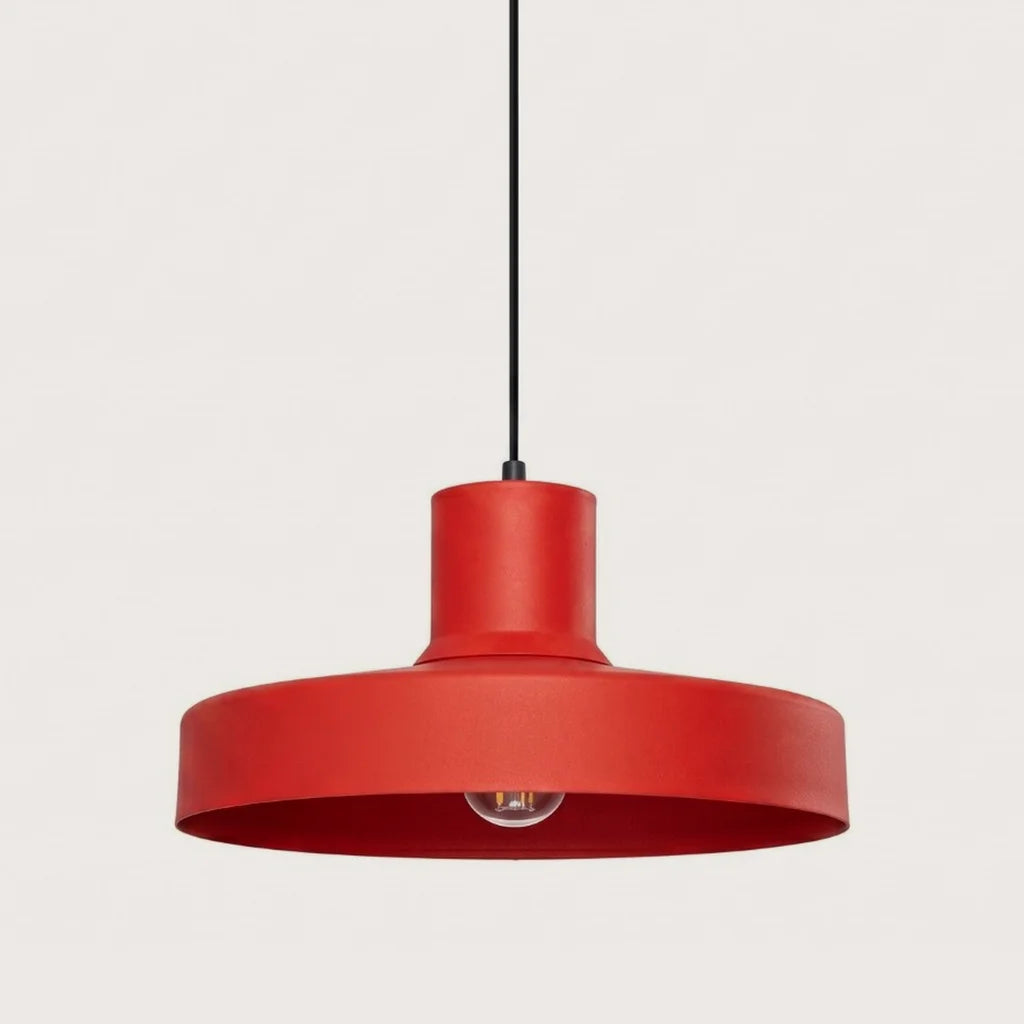 Suspension rétro en acier ø 35 cm, coloris rouge