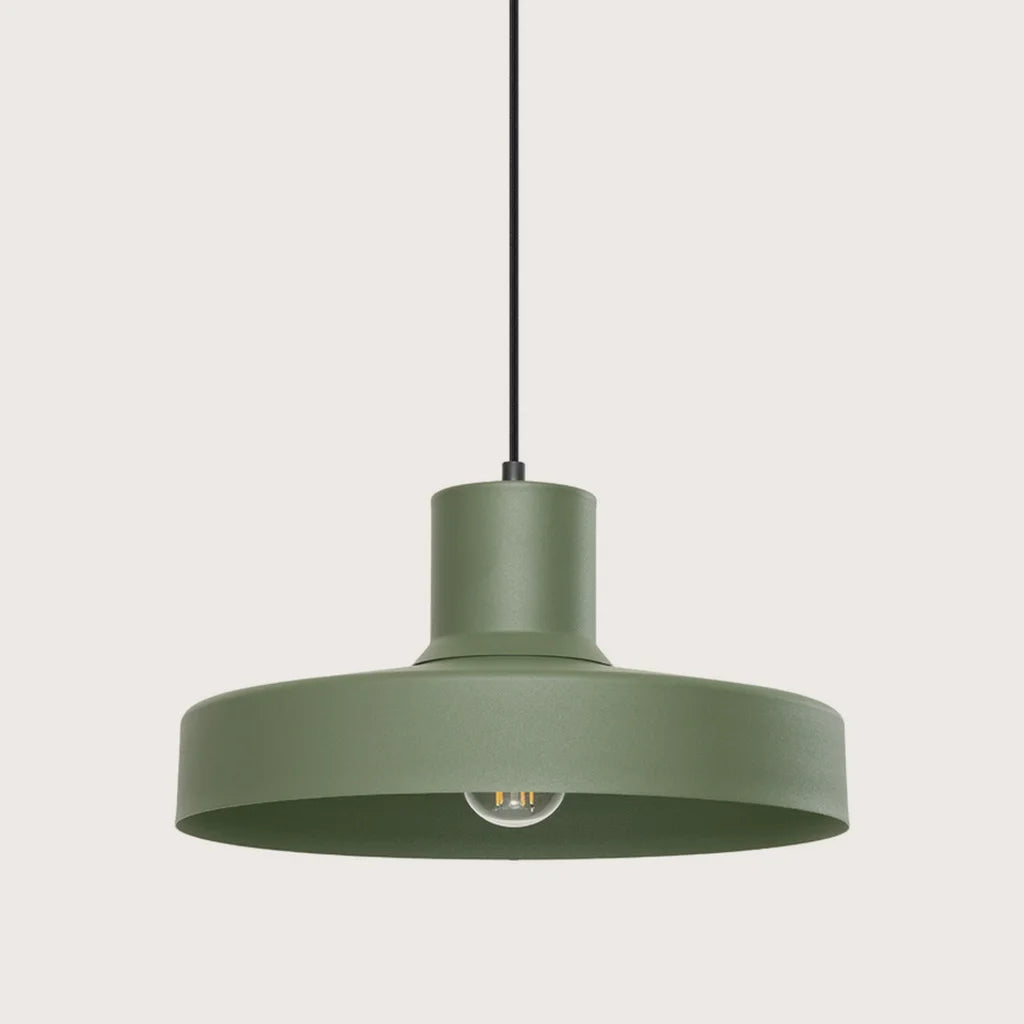 Suspension rétro en acier ø 35 cm, coloris vert olive