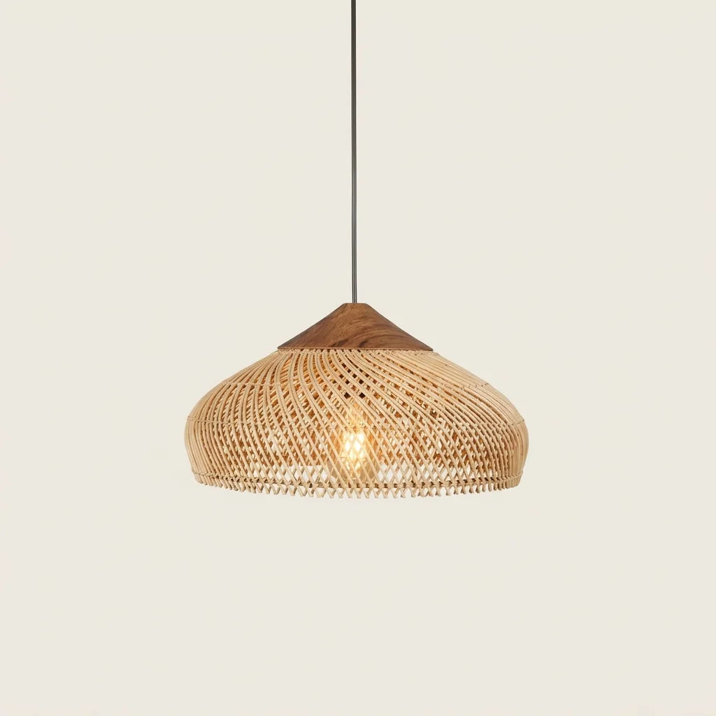 Suspension dôme plat en rotin naturel, Ø 40 cm