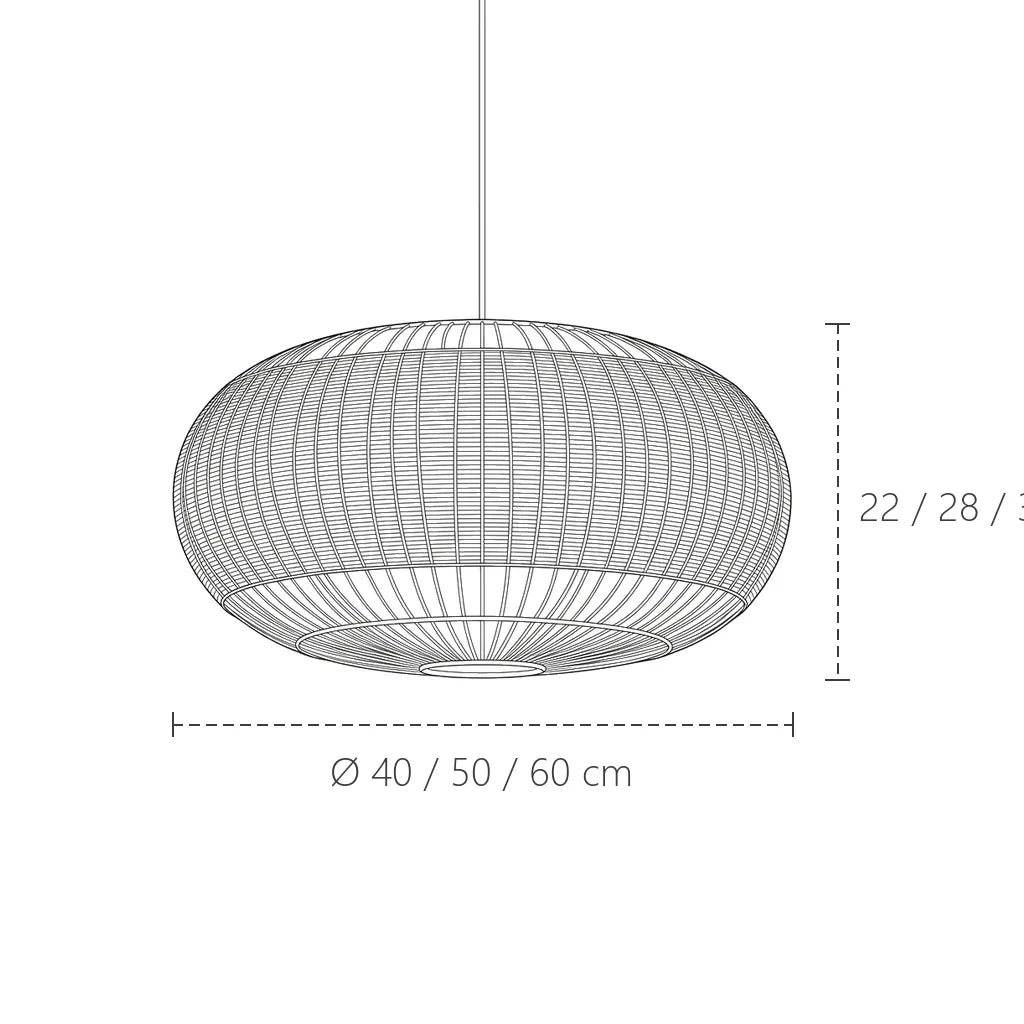 Dimensions de la suspension en rotin tressé : Ø 40, 50 ou 60 cm