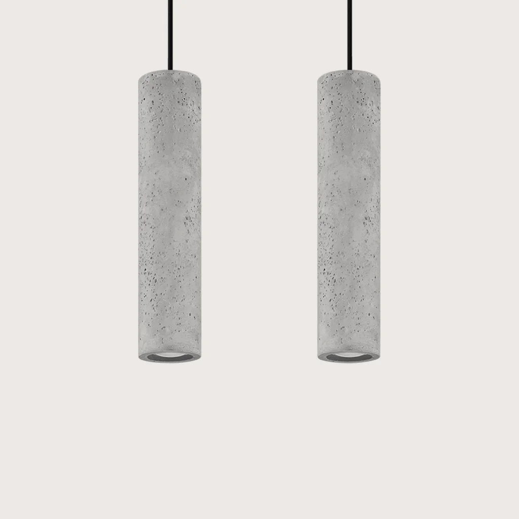 Suspension tube en béton gris (2 lumières – barre 30 cm)