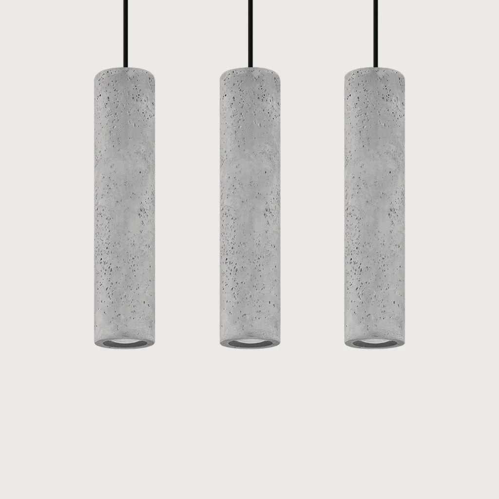 Suspension tube en béton gris (3 lumières – barre 45 cm)