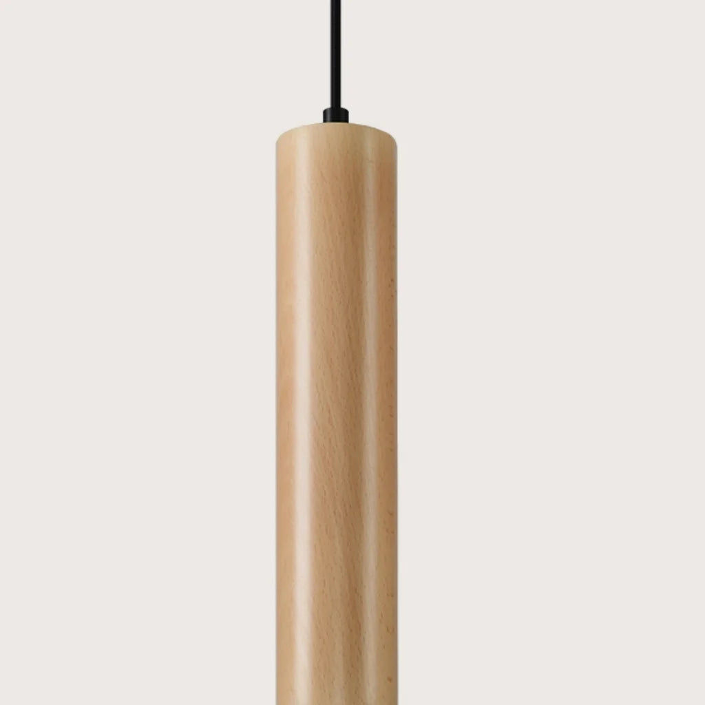 Suspension tube en bois naturel (1 lumière)