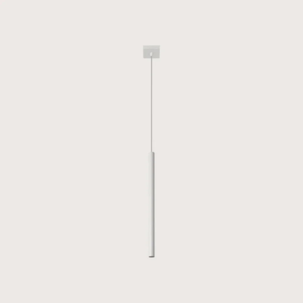 Suspension tube fin façon bougie, coloris blanc (1 lumière – acier)