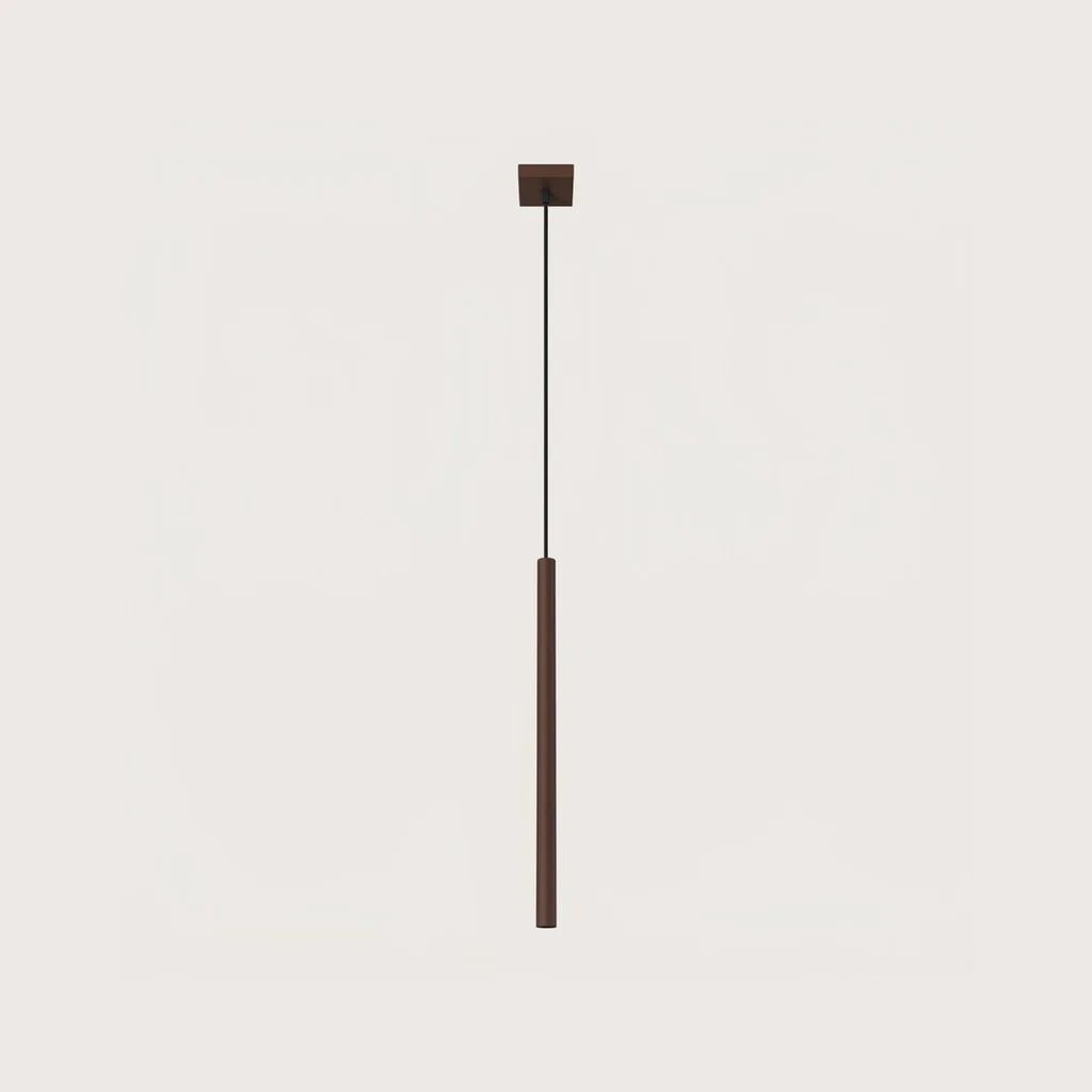 Suspension tube fin façon bougie, coloris marron (1 lumière – acier)