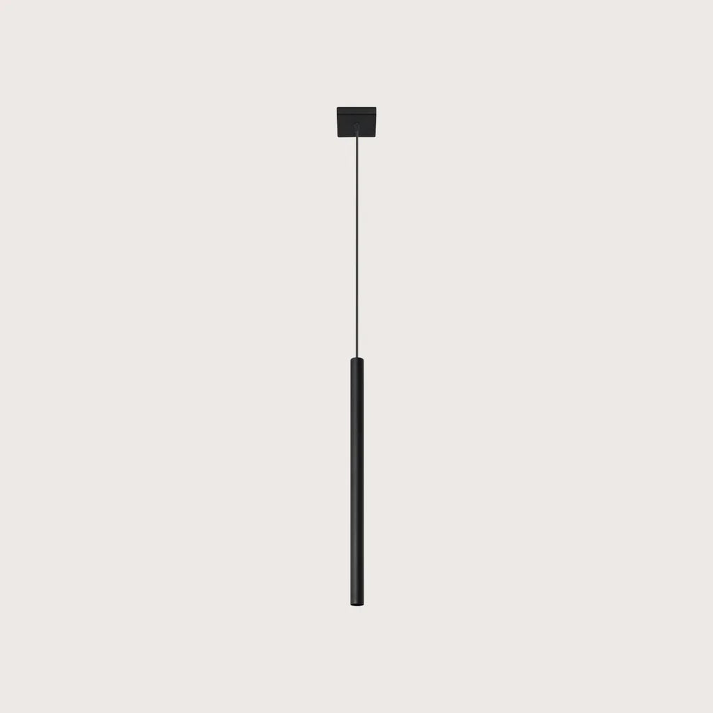 Suspension tube fin façon bougie, coloris noir (1 lumière – acier)