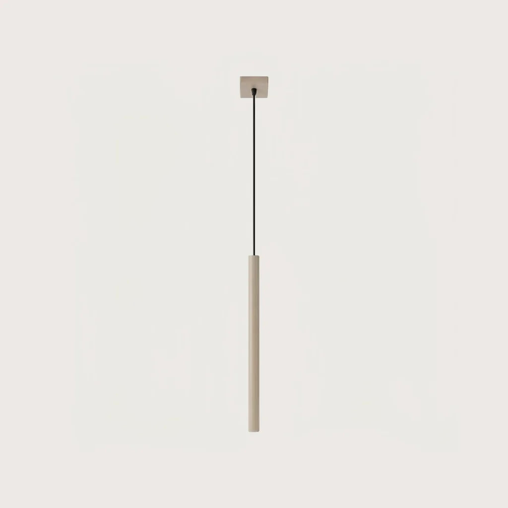 Suspension tube fin façon bougie, coloris taupe (1 lumière – acier)