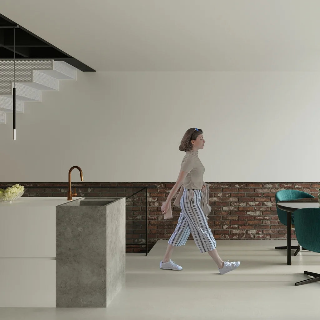Suspension tube fin noir et métal dans une cuisine