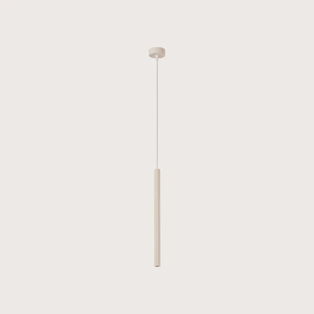 Suspension tube fin strié, coloris beige