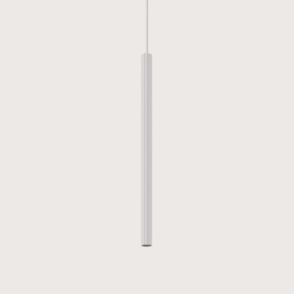 Suspension tube fin strié, coloris blanc
