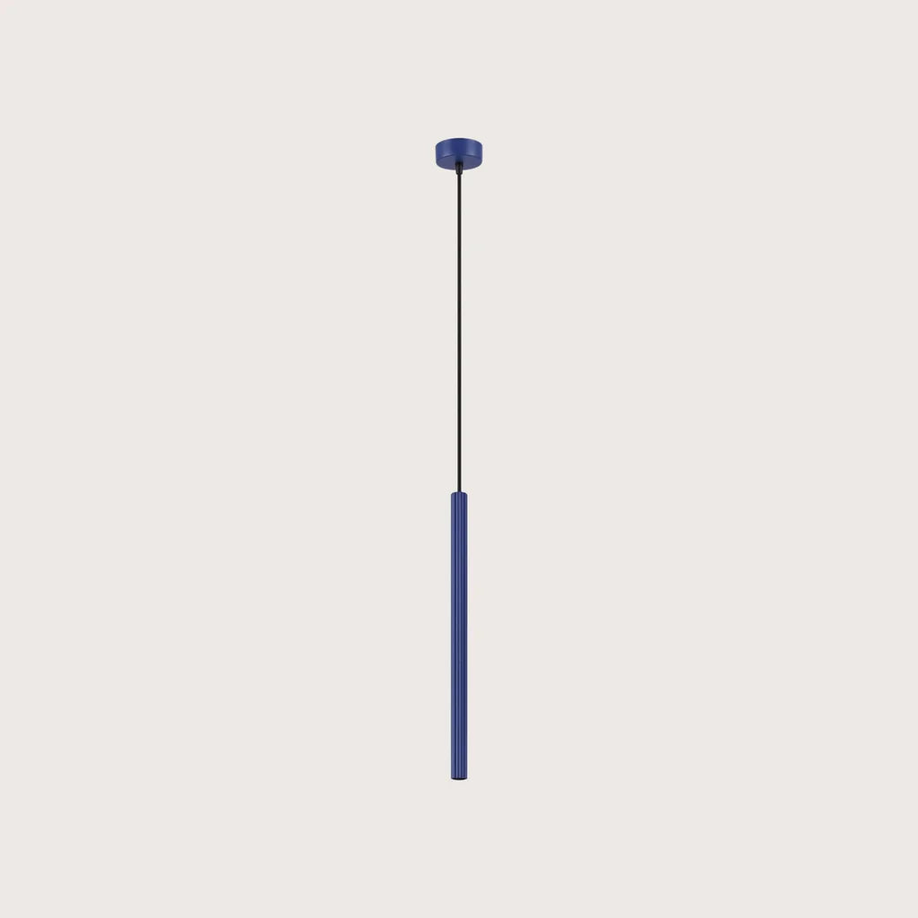 Suspension tube fin strié, coloris outremer