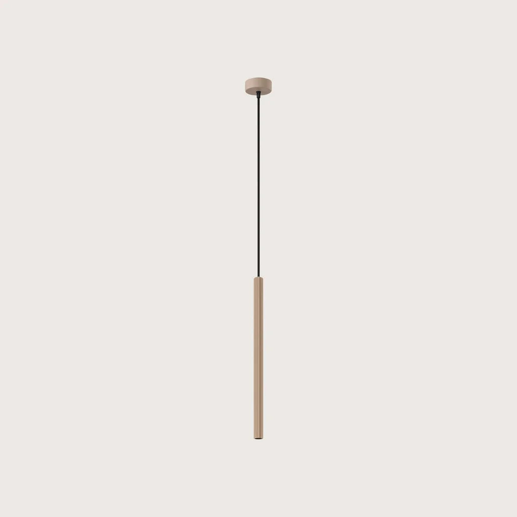 Suspension tube fin strié, coloris taupe