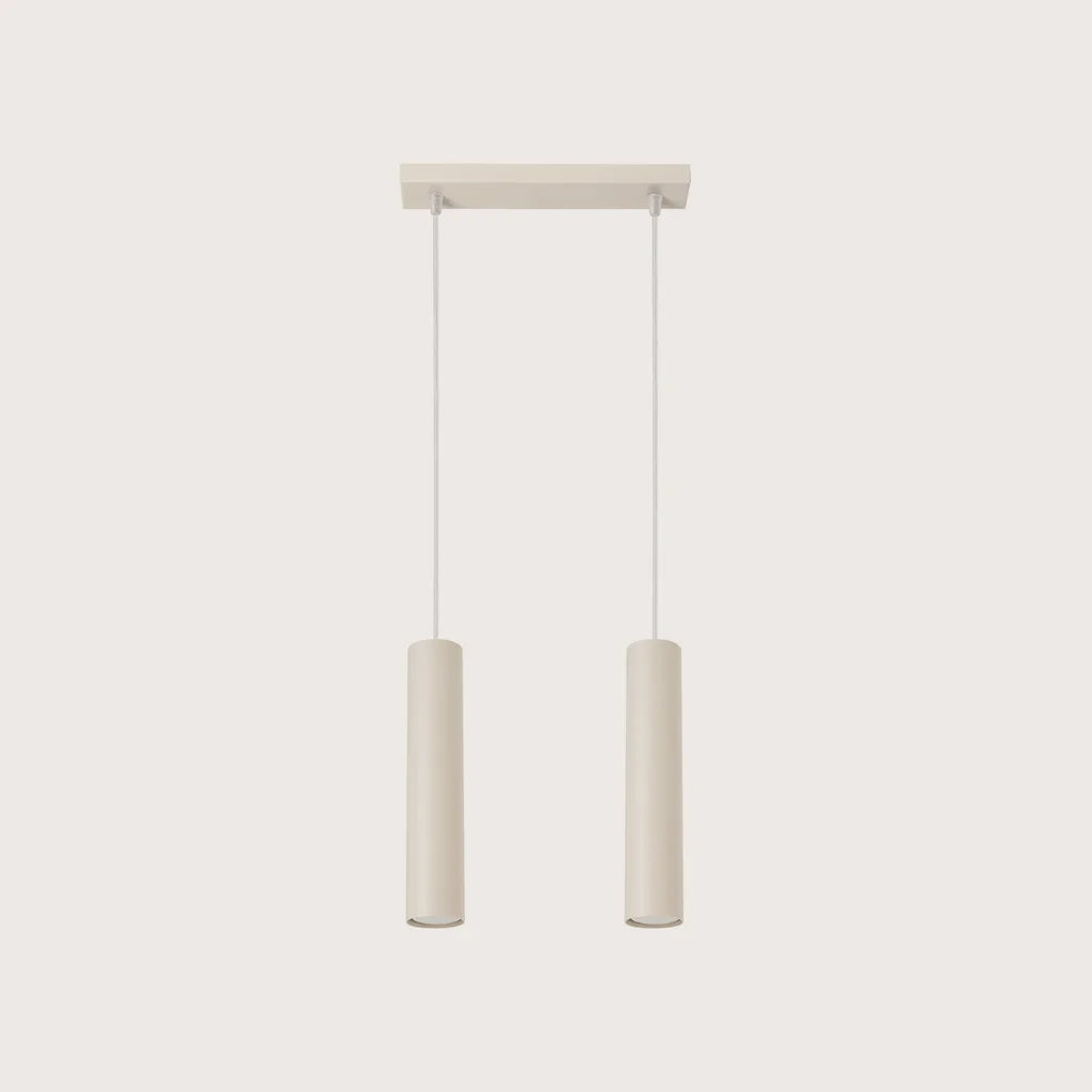Suspension tube spot en acier, coloris beige (2 lumières – barre 30 cm)