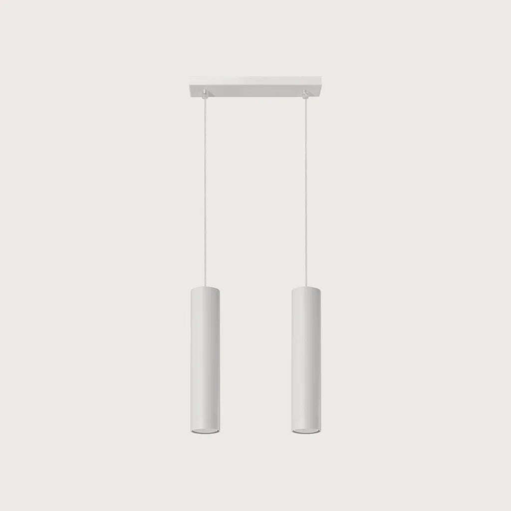 Suspension tube spot en acier, coloris blanc (2 lumières – barre 30 cm)