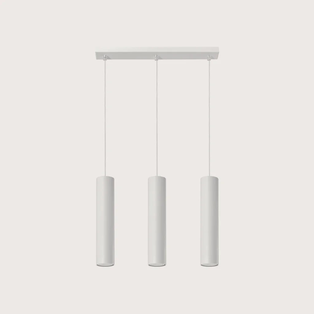 Suspension tube spot en acier, coloris blanc (3 lumières – barre 45 cm)