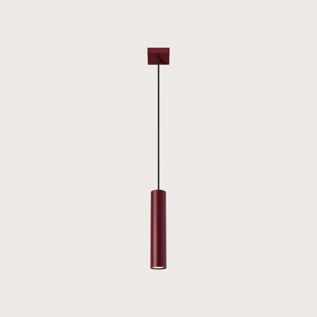 Suspension tube spot en acier, coloris bordeaux (1 lumière)