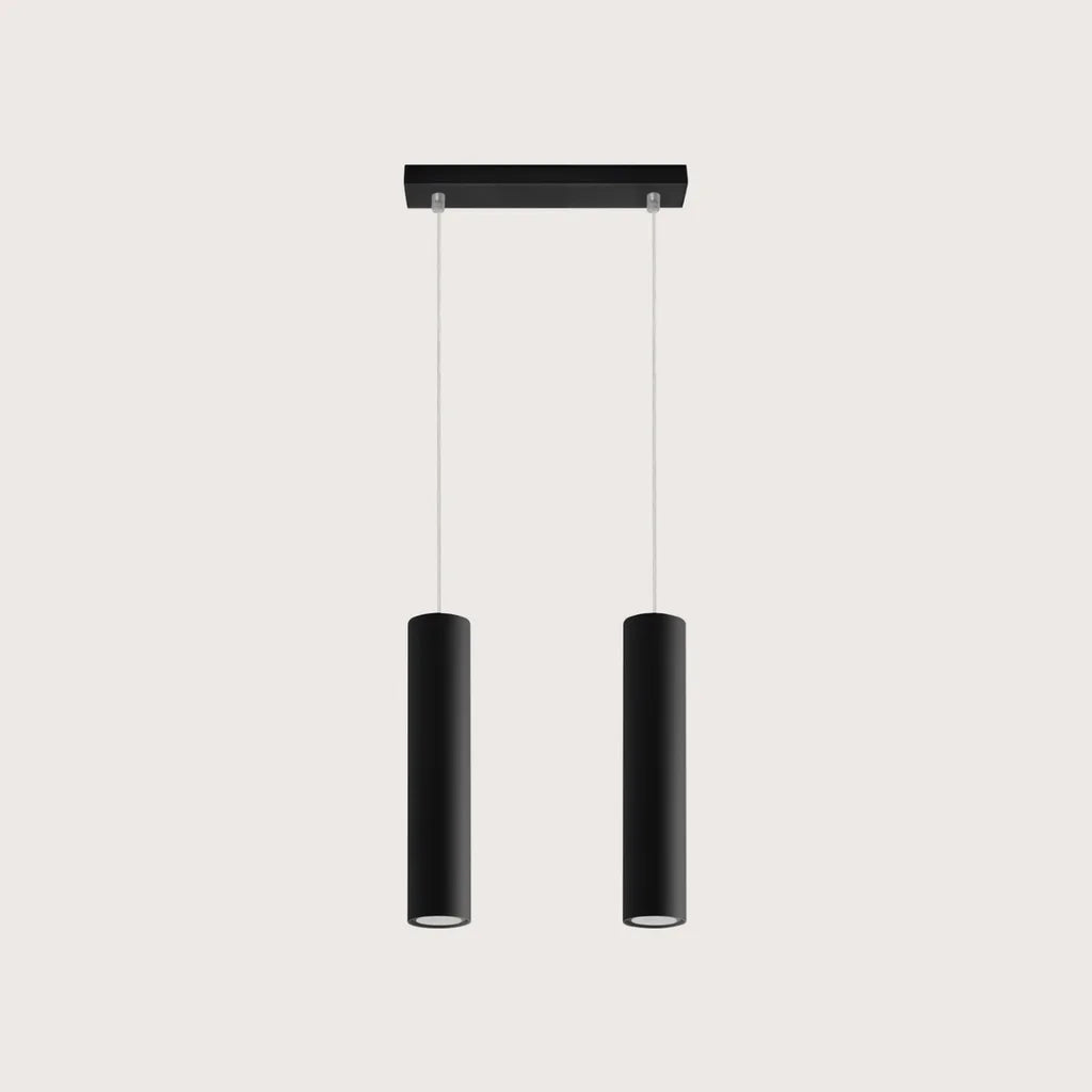 Suspension tube spot en acier, coloris noir (2 lumières – barre 30 cm)
