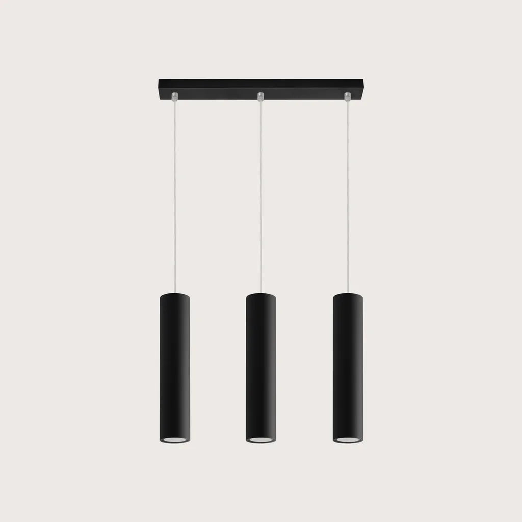 Suspension tube spot en acier, coloris noir (3 lumières – barre 45 cm)