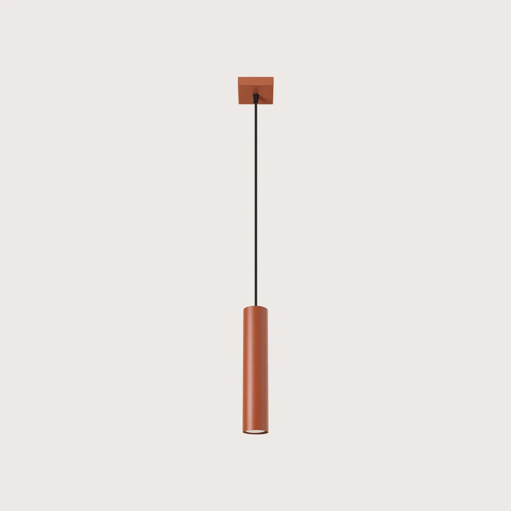 Suspension tube spot en acier, coloris ocre rouge (1 lumière)