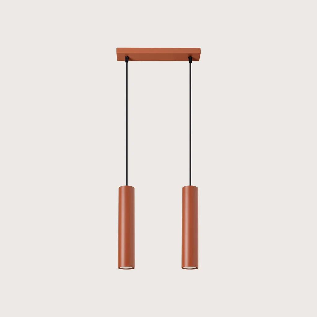 Suspension tube spot en acier, coloris ocre rouge (2 lumières – barre 30 cm)