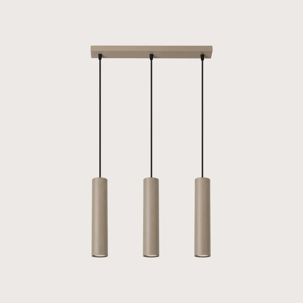 Suspension tube spot en acier, coloris taupe (3 lumières – barre 45 cm)