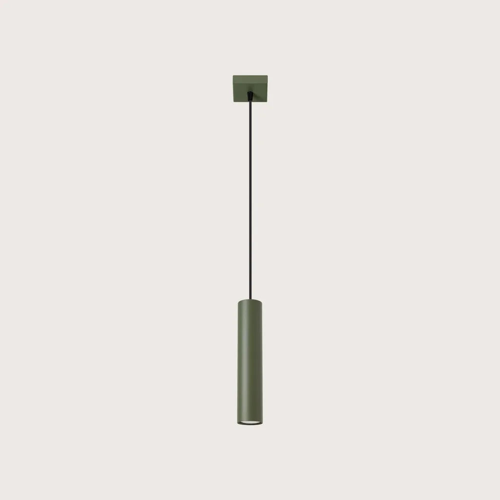Suspension tube spot en acier, coloris vert olive (1 lumière)