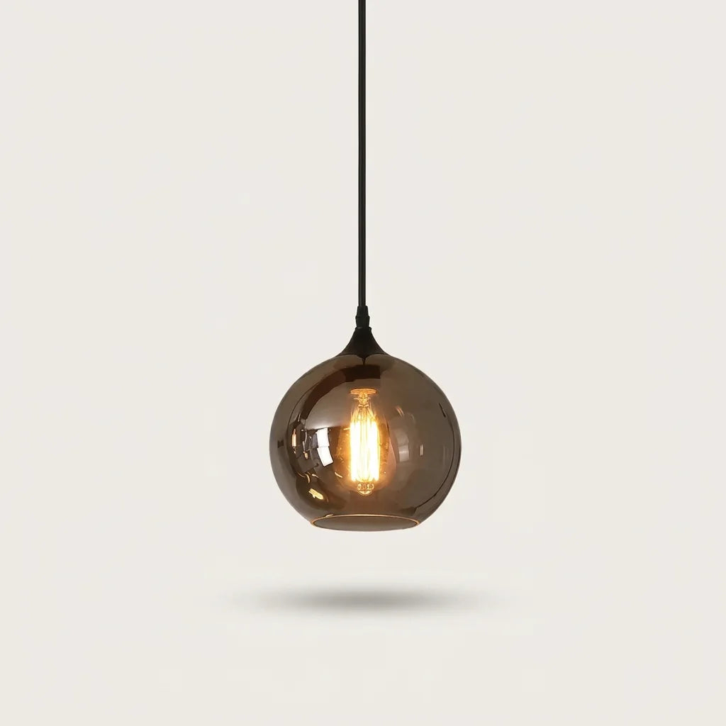 Suspension boule en verre fumé, modèle B