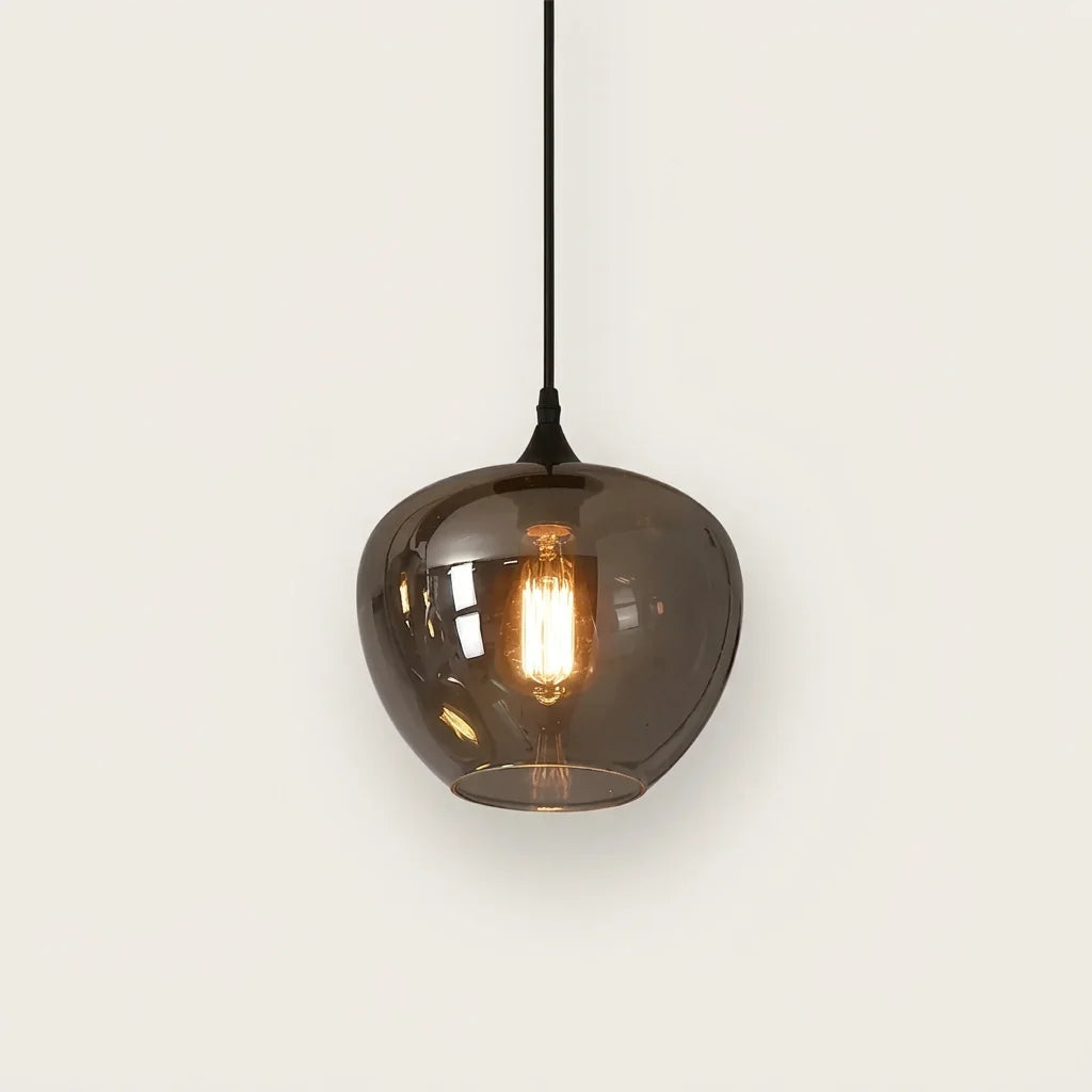 Suspension en verre fumé forme pomme, modèle E