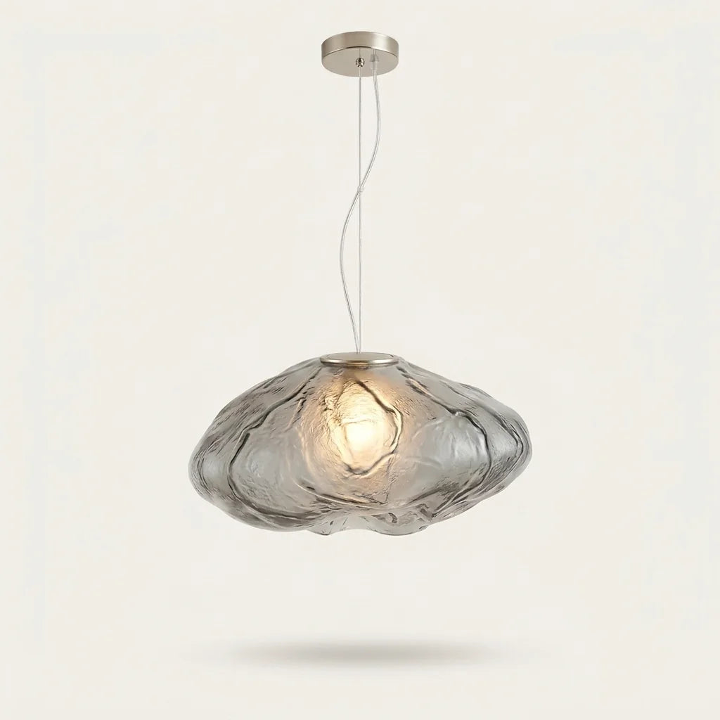 Suspension en verre galet façonné main, fumé