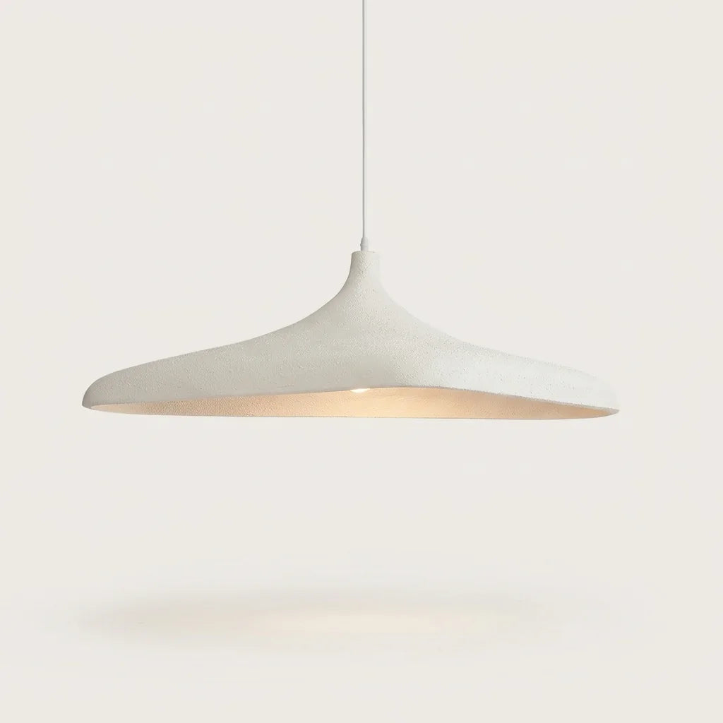 Suspension wabi-sabi ovale texturée blanche
