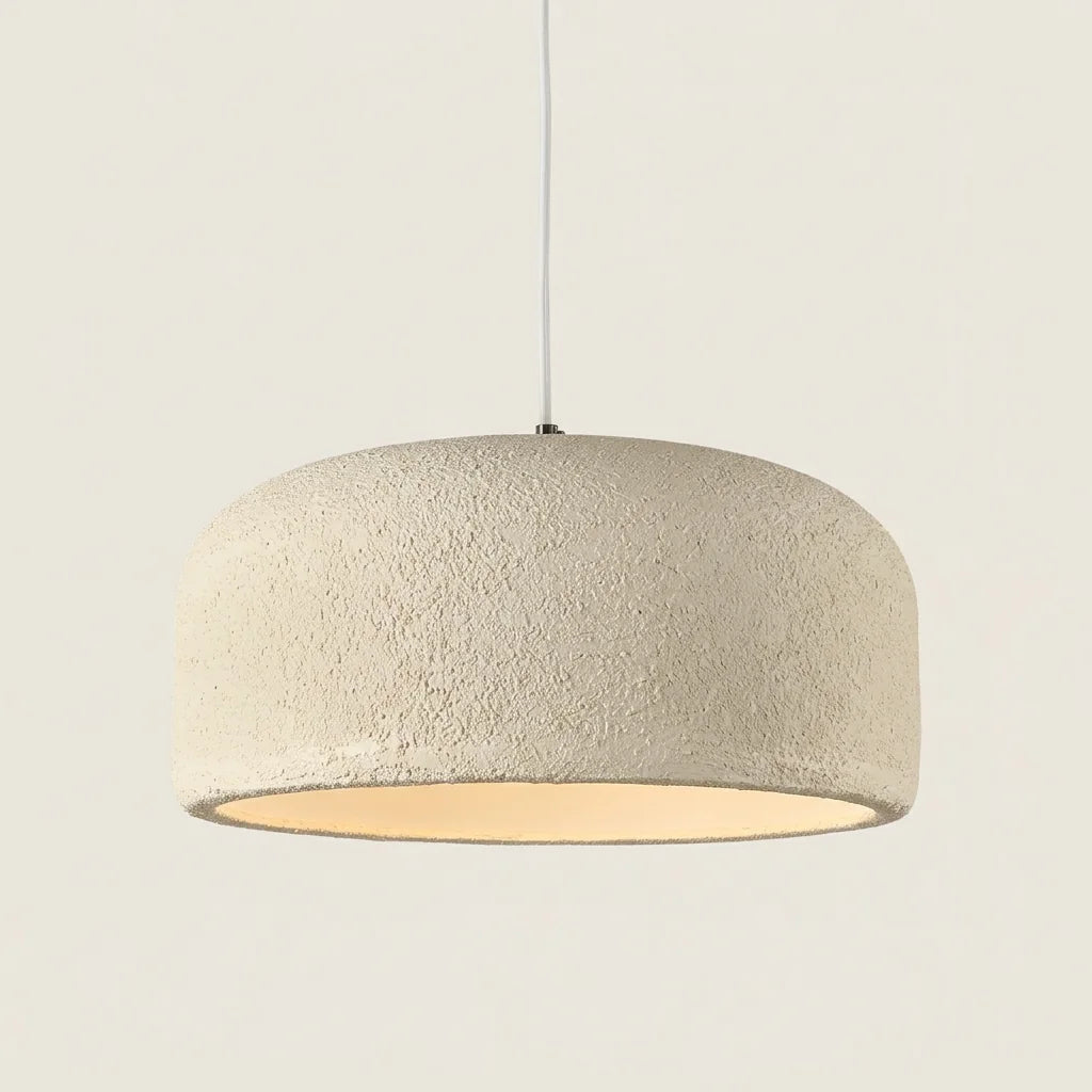 Suspension wabi-sabi tambour crème à l’abat-jour texturé