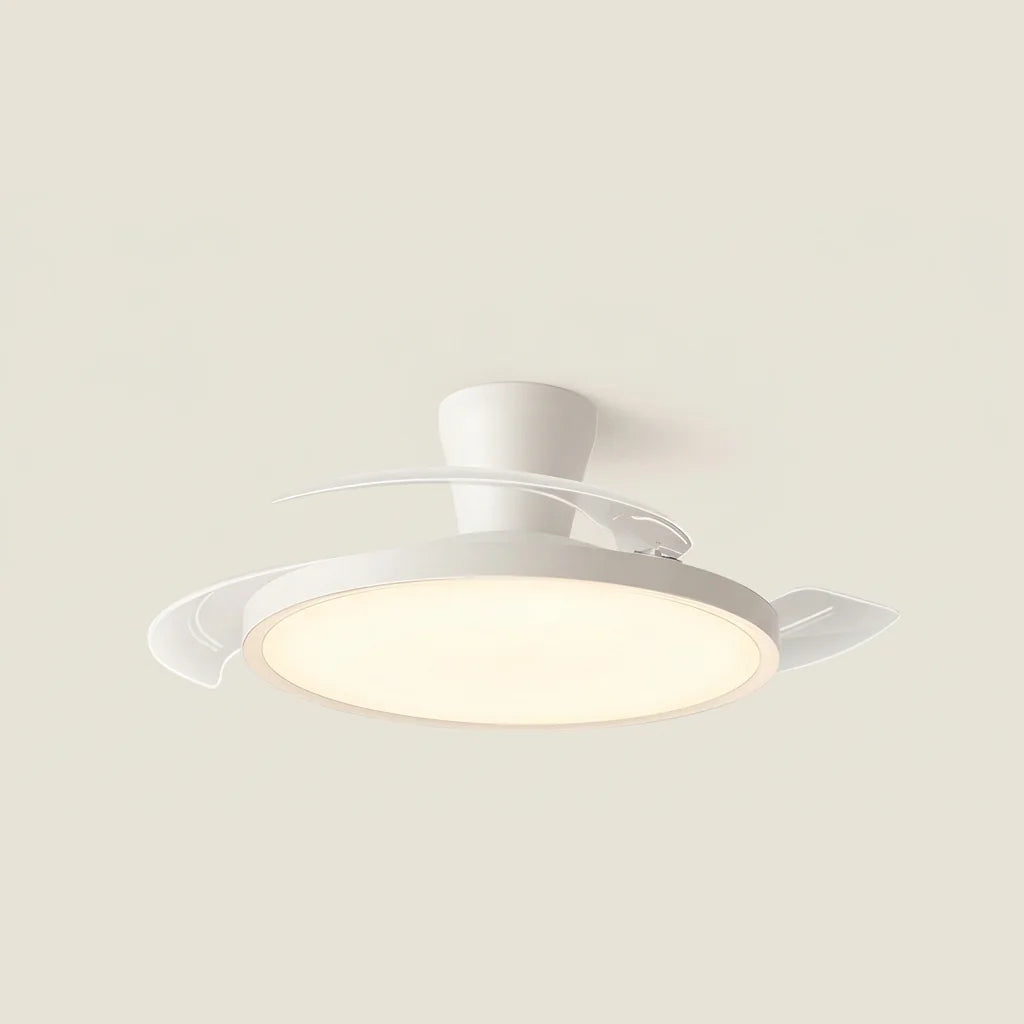Ventilateur de plafond blanc à pales escamotables avec éclairage LED