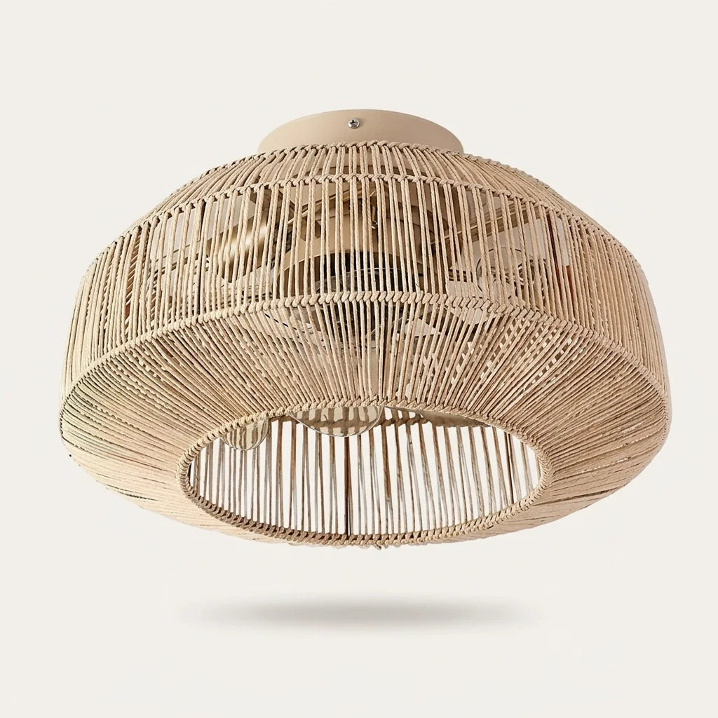 Ventilateur de plafond en corde de papier finement tressée, modèle B