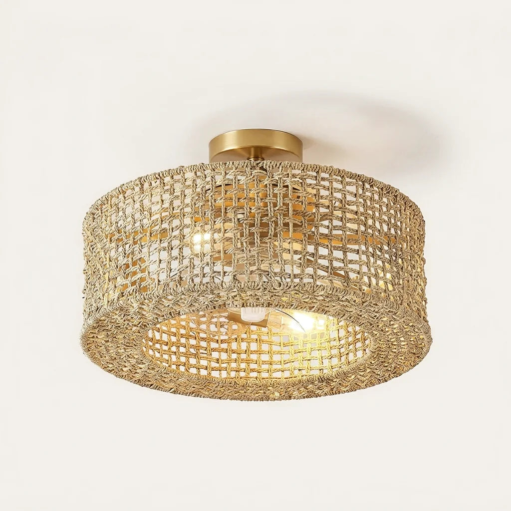 Ventilateur de plafond cylindrique à tressage en damier, modèle E